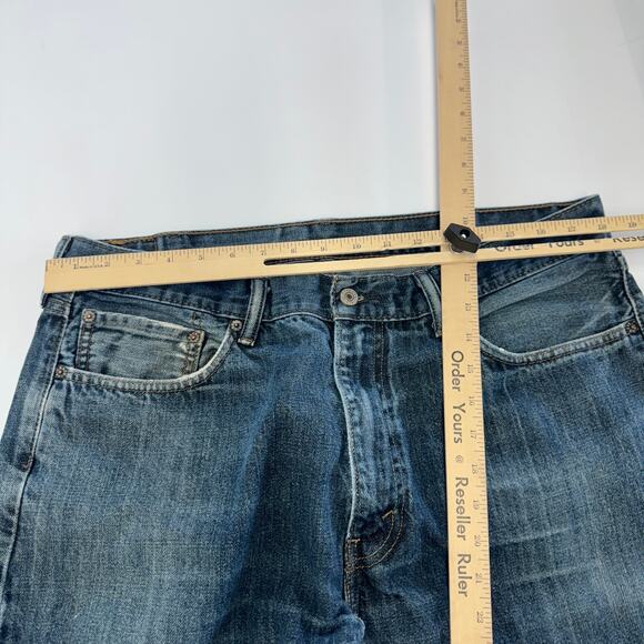 Levis Jeans Mens 38 x 31 Blue 505 Denim Straight Leg Distressed Cotton - Picture 5 of 7